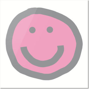Prism Pink Round Happy Face with Smile Posters and Art